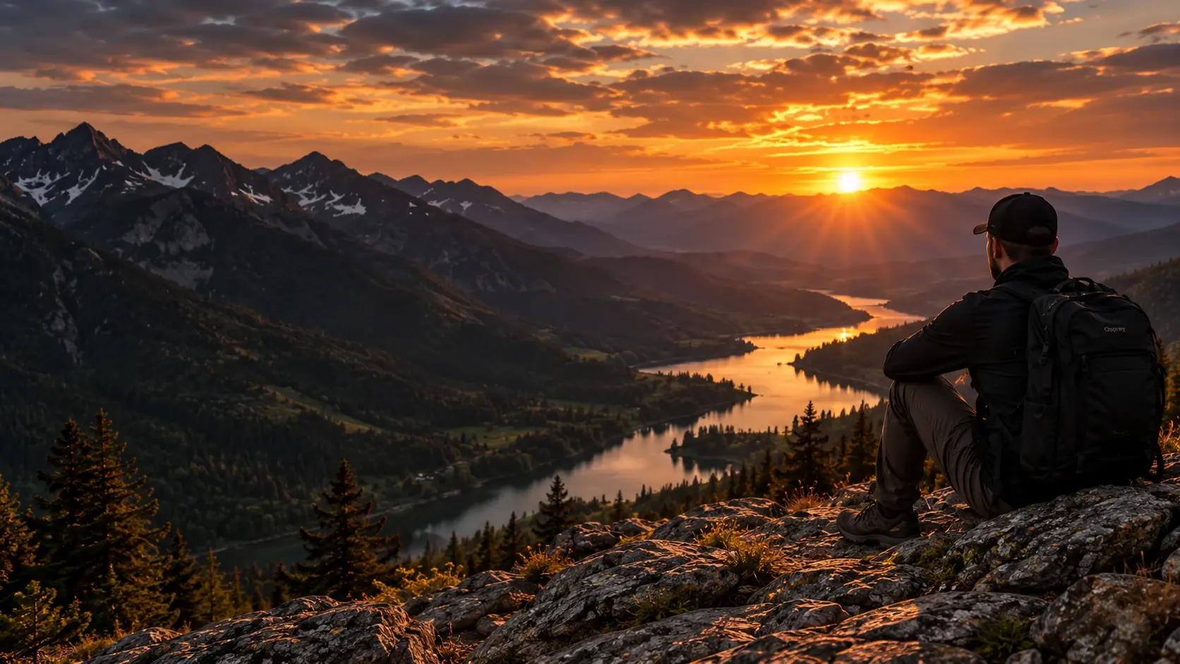 Ryan taking in the view from a ridge at sunset